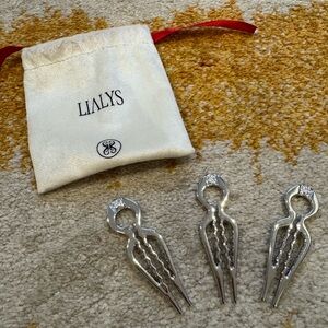 Lialys Silver set of 3 hair clip pins